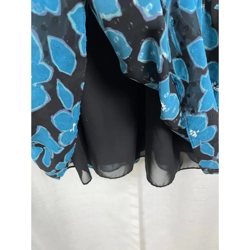 Kate Spade Blue Whimsical Floral Blaire Midi Dress Sz.L